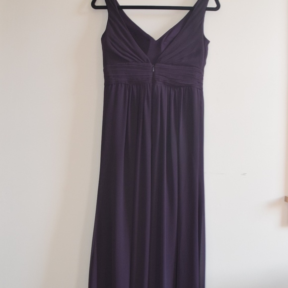 #LEVKOFF V-Neck Chiffon A-Line Gown in Plum Bridesmaid Prom Dress - Picture 2 of 8